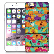Skal till Apple iPhone 6(S) Plus - Blommor - turkost trä