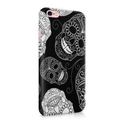Skal till Apple iPhone 6(S) Plus - Glada dödskallar - Svart