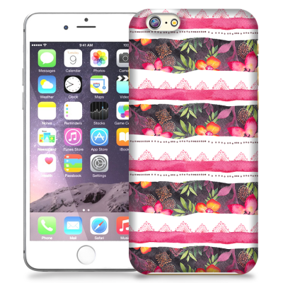 Skal till Apple iPhone 6(S) Plus - Ränder - Blommor