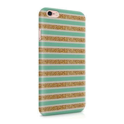 Skal till Apple iPhone 6(S) Plus - Ränder - Guld/Grön