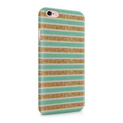 Skal till Apple iPhone 6(S) Plus - Ränder - Guld/Grön