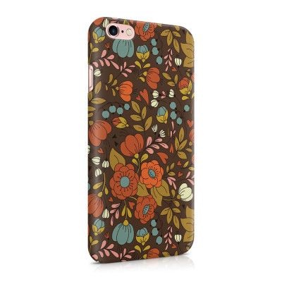 Skal till Apple iPhone 6(S) Plus - Retro Blommor - Brun