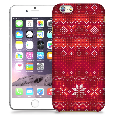 Skal till Apple iPhone 6(S) Plus - Stickat - Röd/Vit