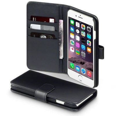 Terrapin Äkta Läder Plånboksfodral till Apple iPhone 6(S) Plus - Svart