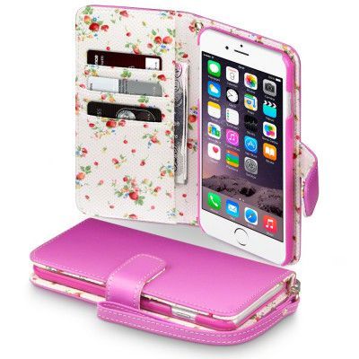Terrapin Floral Plånboksfodral till Apple iPhone 6(S) Plus - Magenta