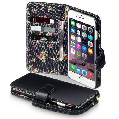 Terrapin Floral Plånboksfodral till Apple iPhone 6(S) Plus - Svart