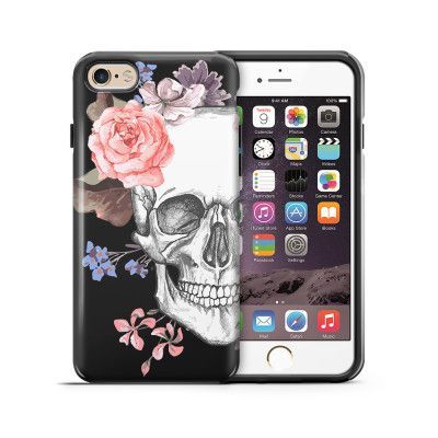 Tough mobilskal till Apple iPhone 6(S) Plus - Blommig dödskalle - Svart
