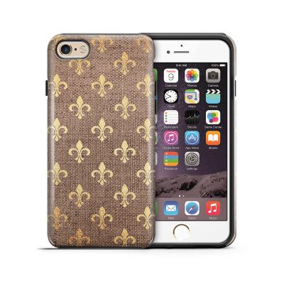 Tough mobilskal till Apple iPhone 6(S) Plus - Canvas Blommor - Guld/Brun