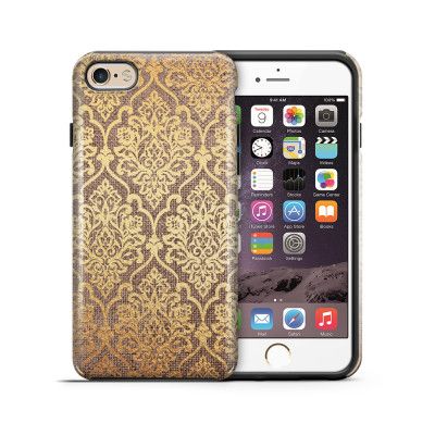 Tough mobilskal till Apple iPhone 6(S) Plus - Canvas Damask - Guld/Brun