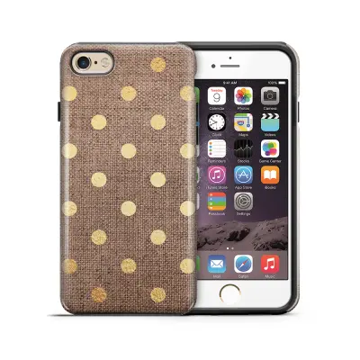 Tough mobilskal till Apple iPhone 6(S) Plus - Canvas Polka - Guld/Brun