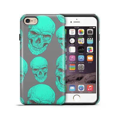 Tough mobilskal till Apple iPhone 6(S) Plus - Dödskallar - Turkos