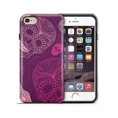 Tough mobilskal till Apple iPhone 6(S) Plus - Glada dödskallar - Lila