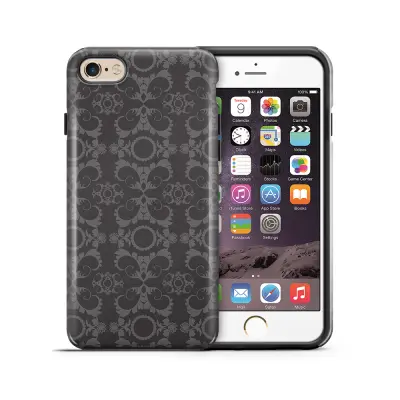 Tough mobilskal till Apple iPhone 6(S) Plus - Mönstrad tapet - Svart/Grå