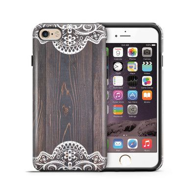 Tough mobilskal till Apple iPhone 6(S) Plus - Mörkt trä med spetsmönster