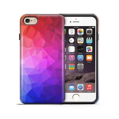 Tough mobilskal till Apple iPhone 6(S) Plus - Polygon - Blå/Lila/Röd