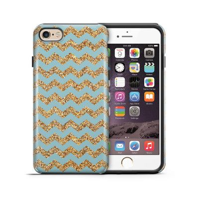 Tough mobilskal till Apple iPhone 6(S) Plus - Ränder - Guld/Blå