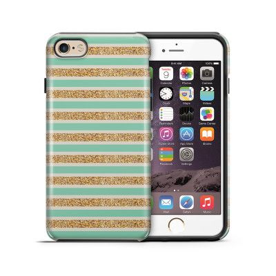 Tough mobilskal till Apple iPhone 6(S) Plus - Ränder - Guld/Grön