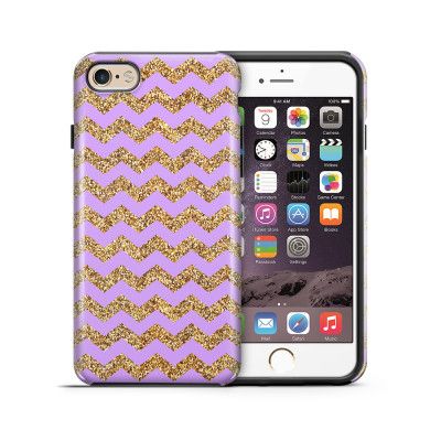 Tough mobilskal till Apple iPhone 6(S) Plus - Ränder - Guld/Lila