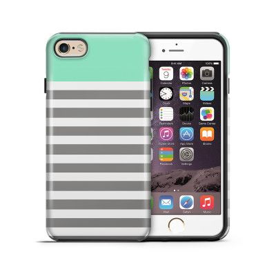 Tough mobilskal till Apple iPhone 6(S) Plus - Ränder - Mint/Vit