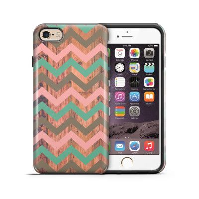 Tough mobilskal till Apple iPhone 6(S) Plus - Ränder - Rosa/Wood