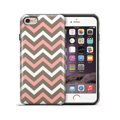 Tough mobilskal till Apple iPhone 6(S) Plus - Ränder - Vit/Rosa