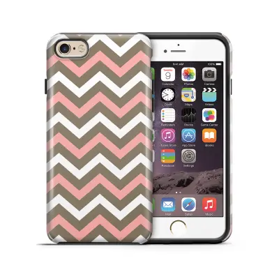 Tough mobilskal till Apple iPhone 6(S) Plus - Ränder - Vit/Rosa