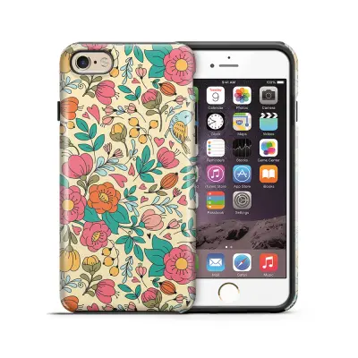 Tough mobilskal till Apple iPhone 6(S) Plus - Retro Blommor - Beige