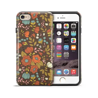 Tough mobilskal till Apple iPhone 6(S) Plus - Retro Blommor - Brun