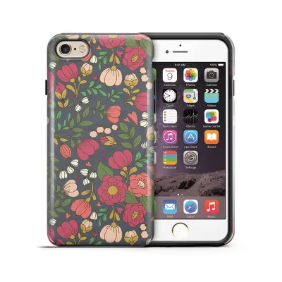 Tough mobilskal till Apple iPhone 6(S) Plus - Retro Blommor - Grå