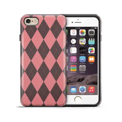 Tough mobilskal till Apple iPhone 6(S) Plus - Rutig - Rosa/Svart