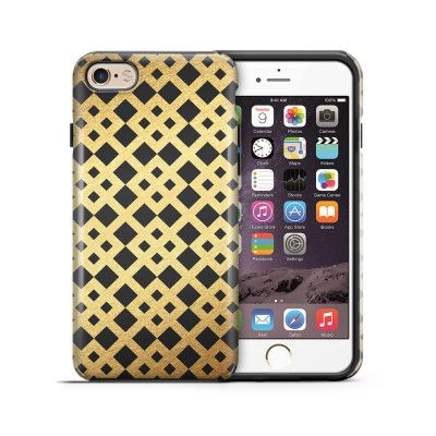 Tough mobilskal till Apple iPhone 6(S) Plus - Rutmönster - Guld/Svart