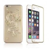 3D Titanium Alloy Dragon Baksida+Tempered Glass till Apple iPhone 6/6S - Guld