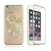 3D Titanium Alloy Dragon Baksida+Tempered Glass till Apple iPhone 6/6S - Guld