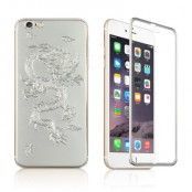 3D Titanium Alloy Dragon Baksida+Tempered Glass till Apple iPhone 6/6S - Silver