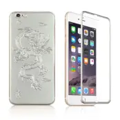 3D Titanium Dragon Baksida+Tempered Glass till Apple iPhone 6/6S Plus - Silver