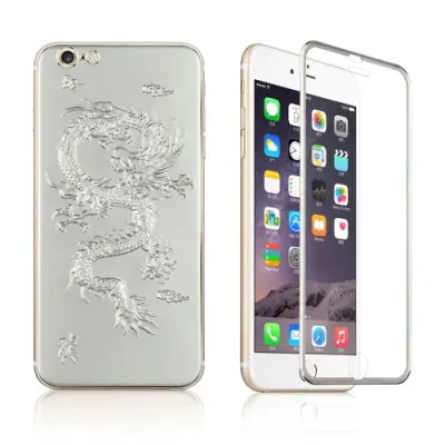 3D Titanium Dragon Baksida+Tempered Glass till Apple iPhone 6/6S Plus - Silver
