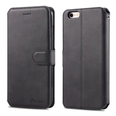 AZNS iPhone 6s/6 Plånboksfodral Stand Konstläder - Svart
