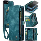 CASEME 008 Series iPhone 6/6s/7/8/SE Konstläder Plånboksfodral med Ställ - Blå