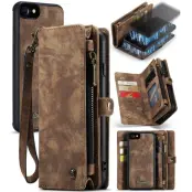 CASEME 008 Series iPhone 6/6s/7/8/SE Konstläder Plånboksfodral med Ställ - Brun