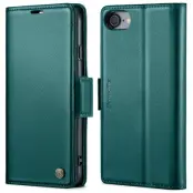 CASEME Litchi Texture Plånboksfodral Konstläder i Grön för iPhone 6/7/8/SE