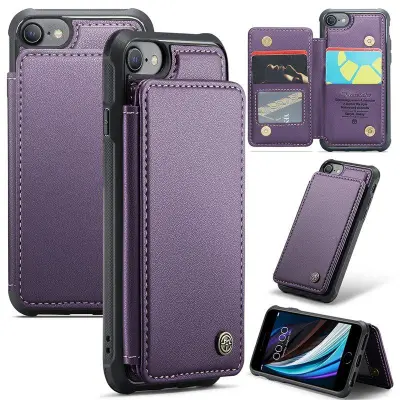 CASEME C22 Fodral i Konstläder för iPhone 6/6s/7/8/SE 2020/2022 Lila
