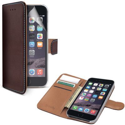 Celly Leather Wallet Case iPhone 6 / 6S Brun