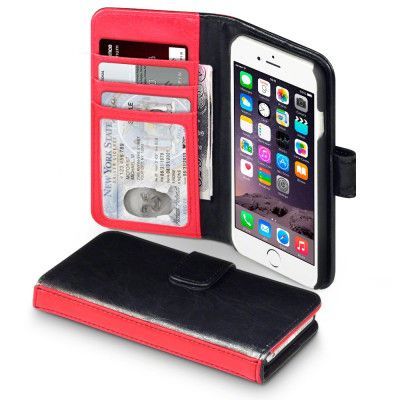 Exklusiv Plånboksfodral till Apple iPhone 6 / 6S (Svart/Röd)