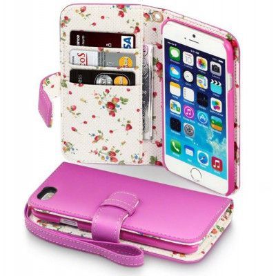 Floral Plånboksfodral till Apple iPhone 6 / 6S (Magenta)