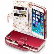 Floral Plånboksfodral till Apple iPhone 6 / 6S (Röd)