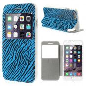 Glittery Mobilfodral med fönster till Apple iPhone 6 / 6S  - Zebra Blå