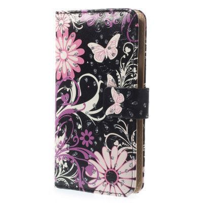 Glittery Plånboksfodral till Apple iPhone 6 / 6S - Black Butterfly