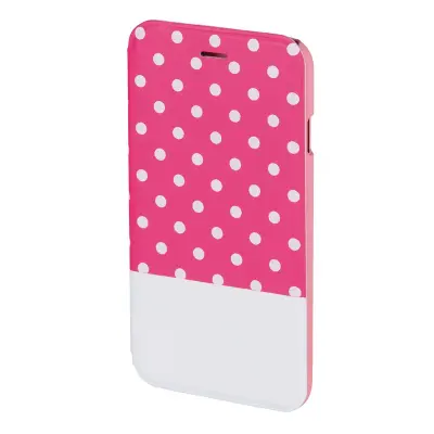 HAMA Plånboksväska DesignLine iPhone 6/6S Dots Glow - Rosa/vit