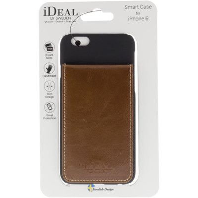 iDeal Smart Skal för iPhone 6 / 6S , 3 kortplatser - Svart/Brun