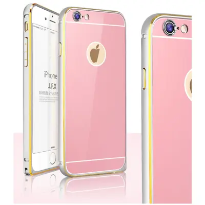 JFX Metallbumper-skal till iPhone 6 /6S (Rose gold - Silver)